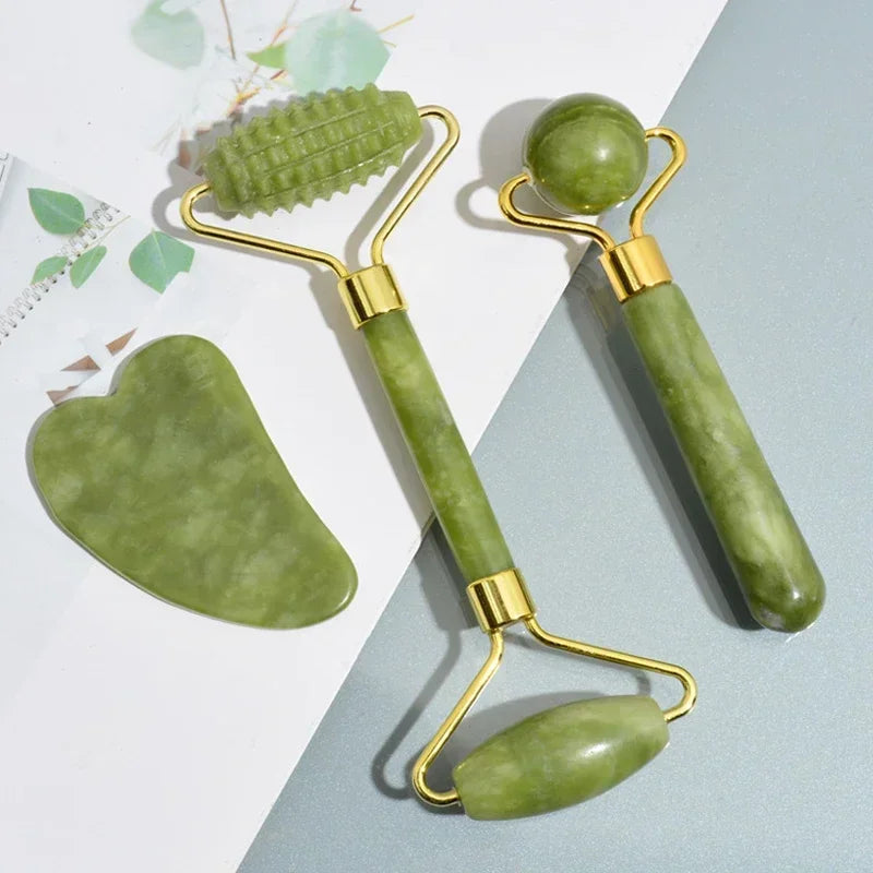 Jade Facial Roller & Gua Sha Set